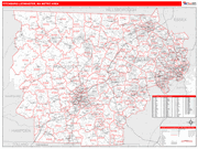 Fitchburg-Leominster Metro Area Wall Map Red Line Style